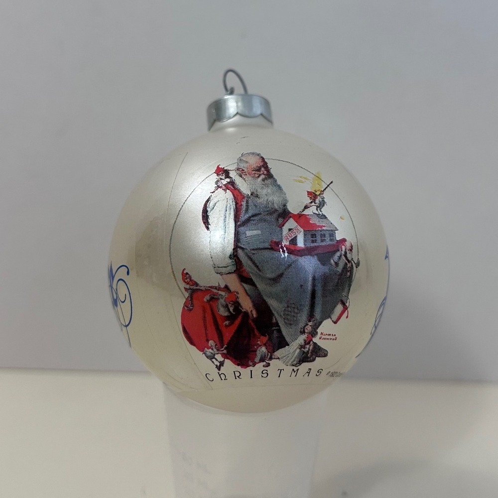 Norman Rockwell Christmas Ornament Peace Santa Glass‎ Ball 1922 Curtis Vintage